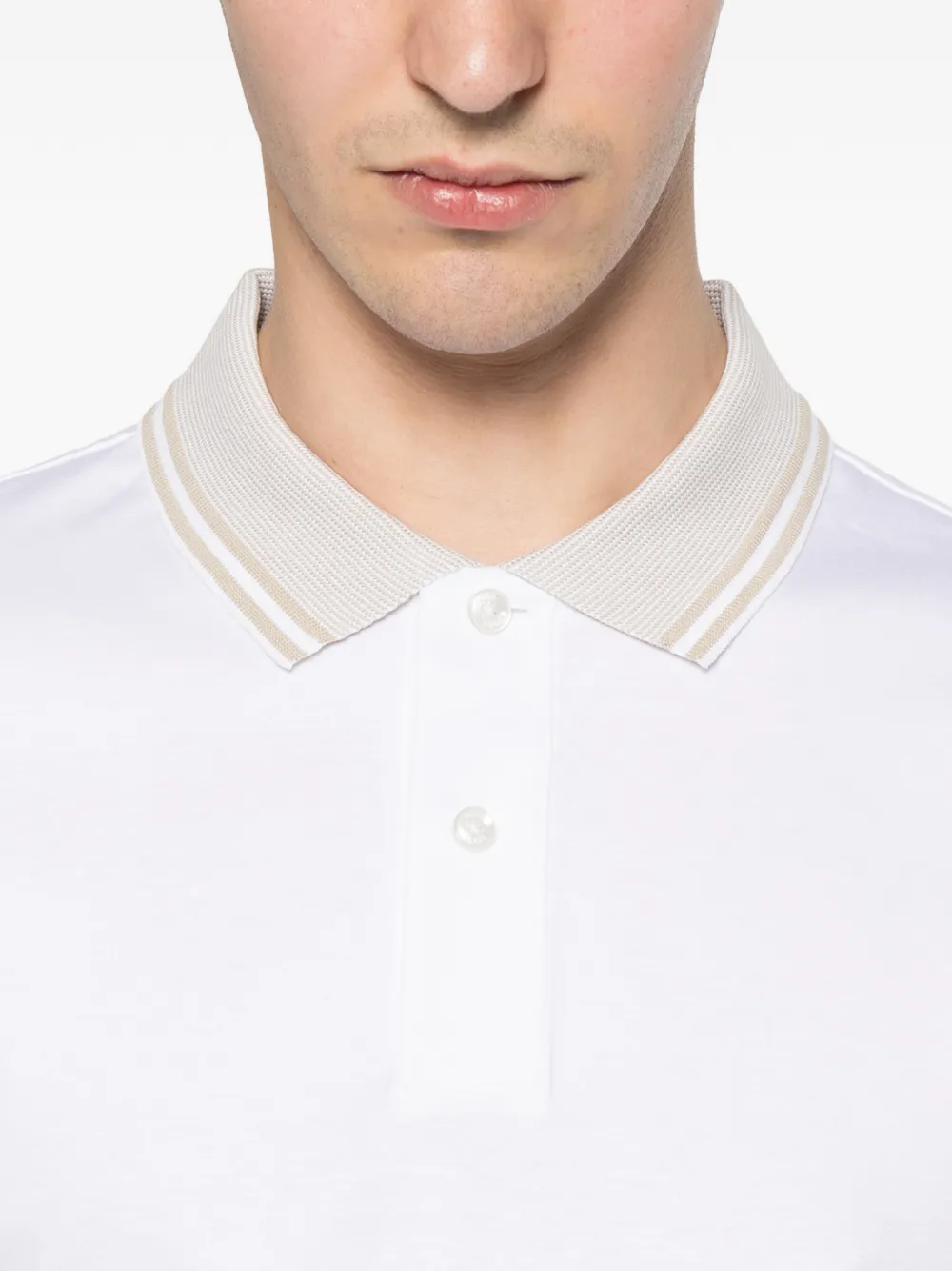 BOSS Poloshirt met afwerking Wit