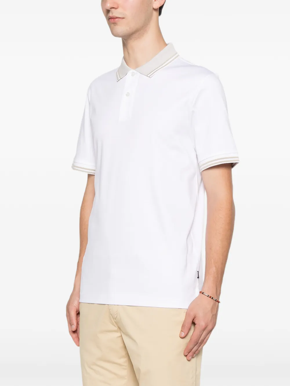 BOSS Poloshirt met afwerking Wit