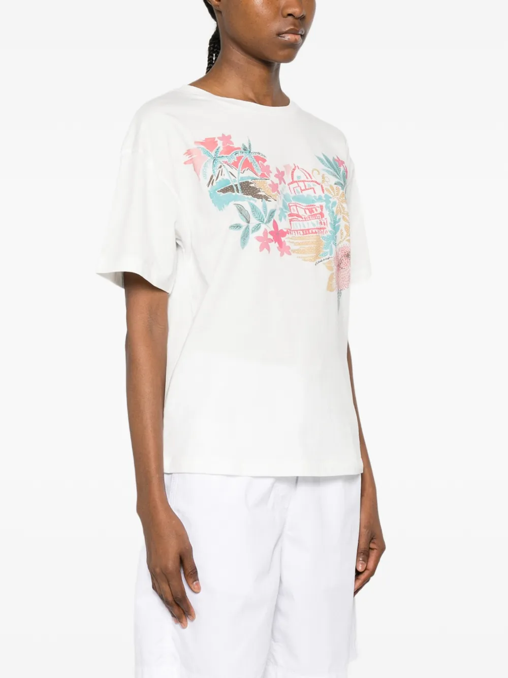 ERMANNO FIRENZE Katoenen T-shirt met grafische print Wit