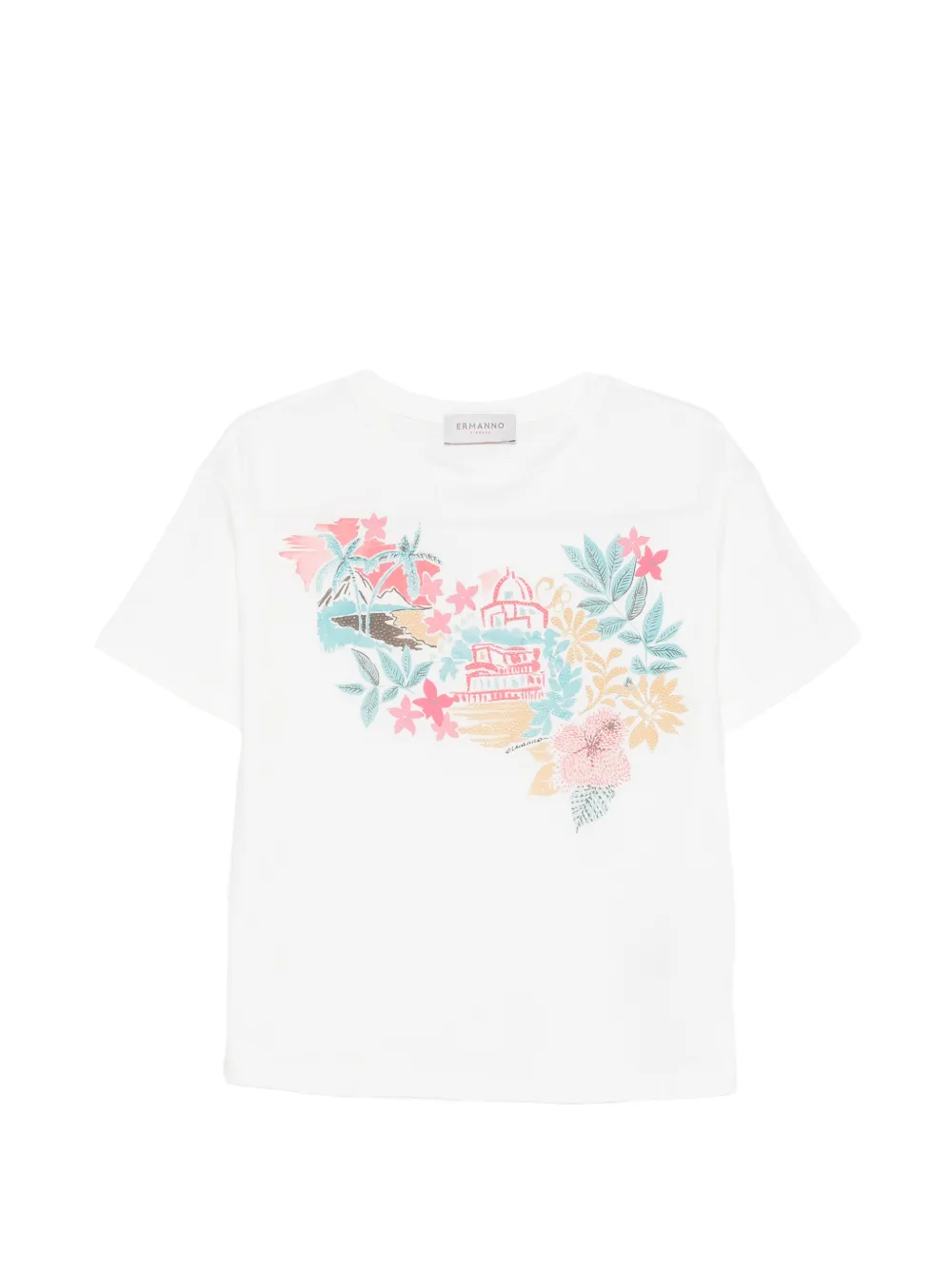 ERMANNO FIRENZE graphic-print cotton T-shirt - Bianco