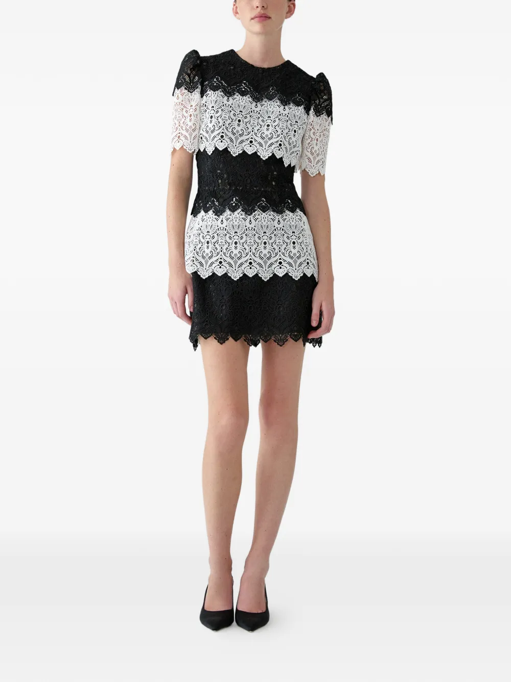 Carolina Herrera Mini-jurk met kant Zwart