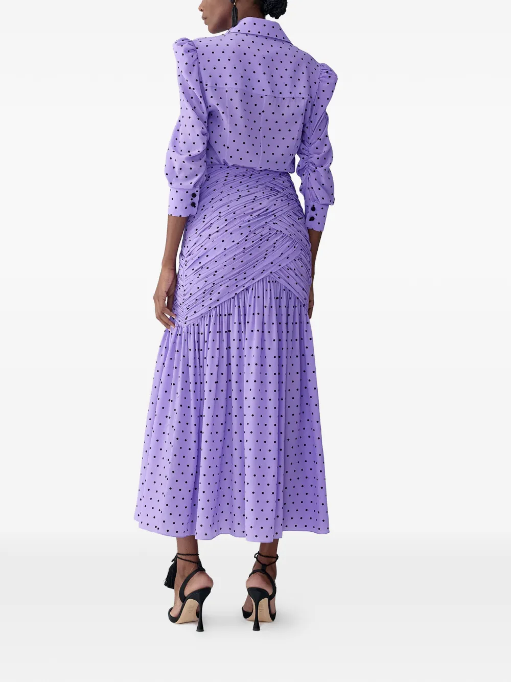 Carolina Herrera Midi-rok met stippen en ruches Paars