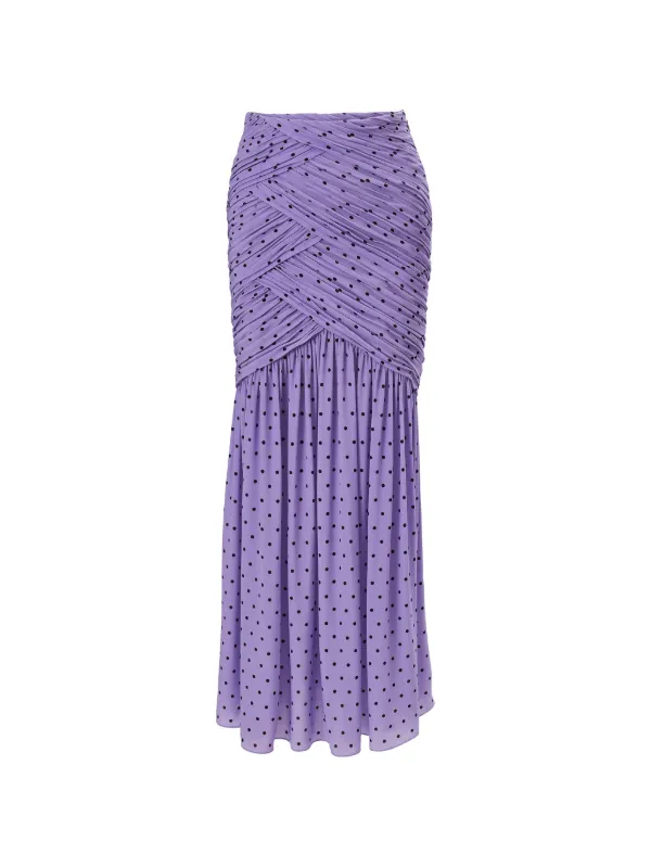Carolina Herrera Polka-dot Ruched Midi Skirt in Purple