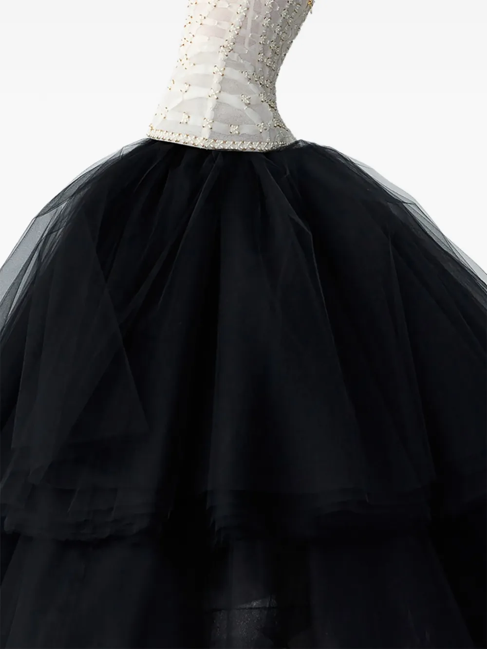 Carolina Herrera Parel geborduurde strapless midi-jurk Zwart