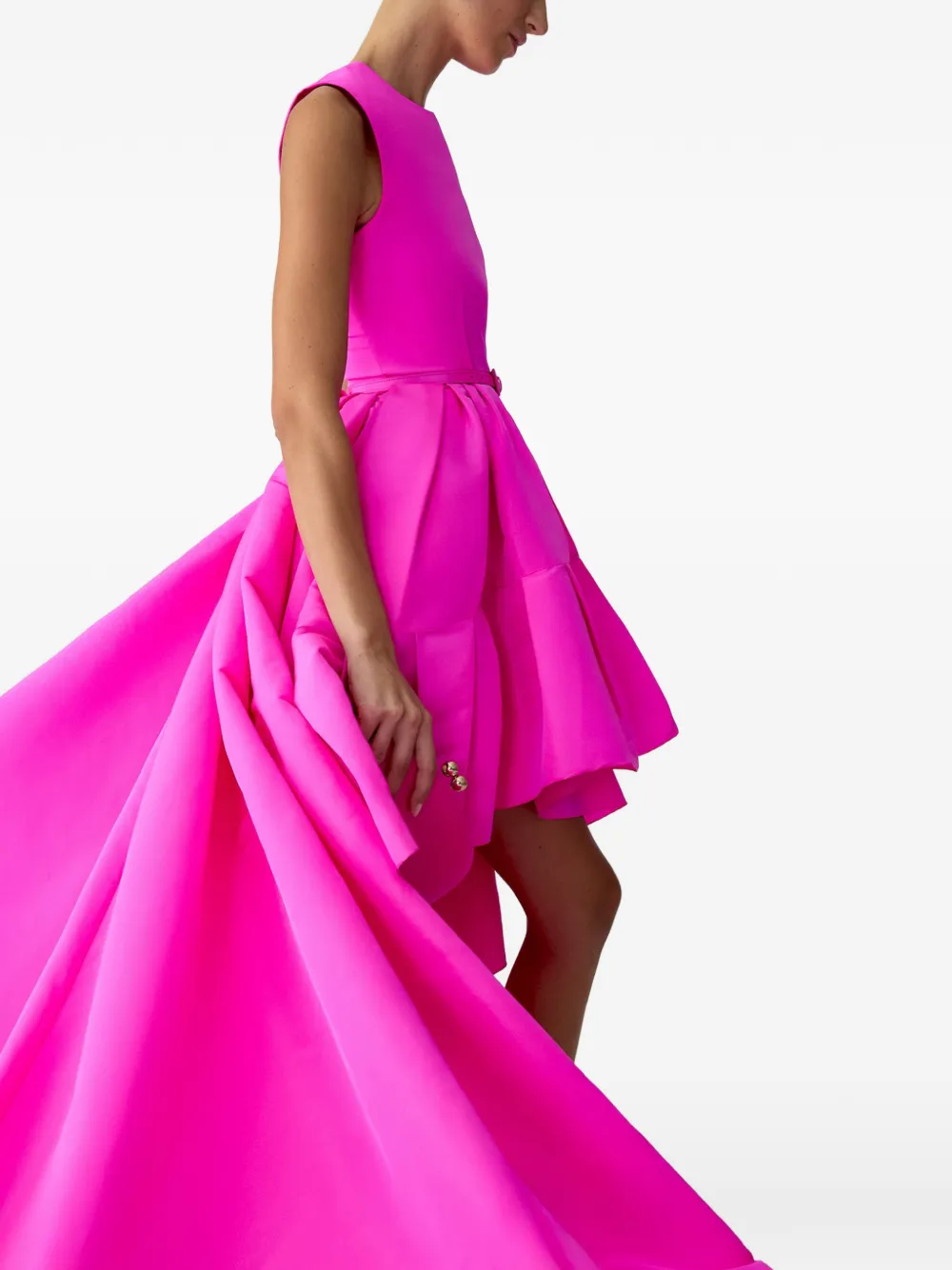 Carolina Herrera Avondjurk met ruche afwerking Roze