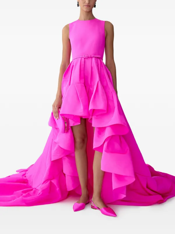 carolina herrera asymmetric layered dress ruffle-hem high-low Gown | Pink TopMermaid Black Maxi Dress With Color:BLUE separates and accessories