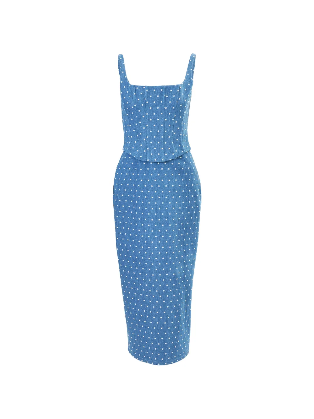 Carolina Herrera polka-dot corseted pencil dress - Blu