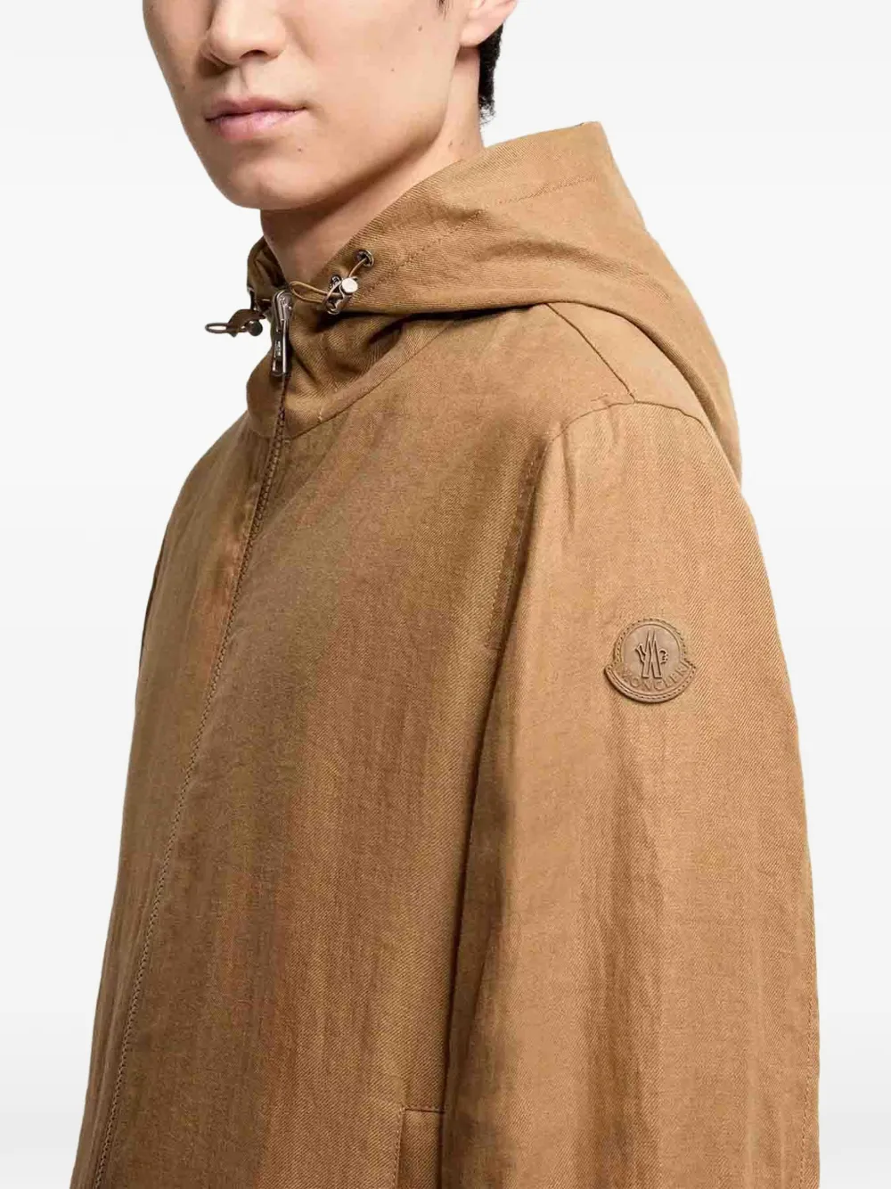 Moncler Duguay windjack met capuchon en logopatch Bruin
