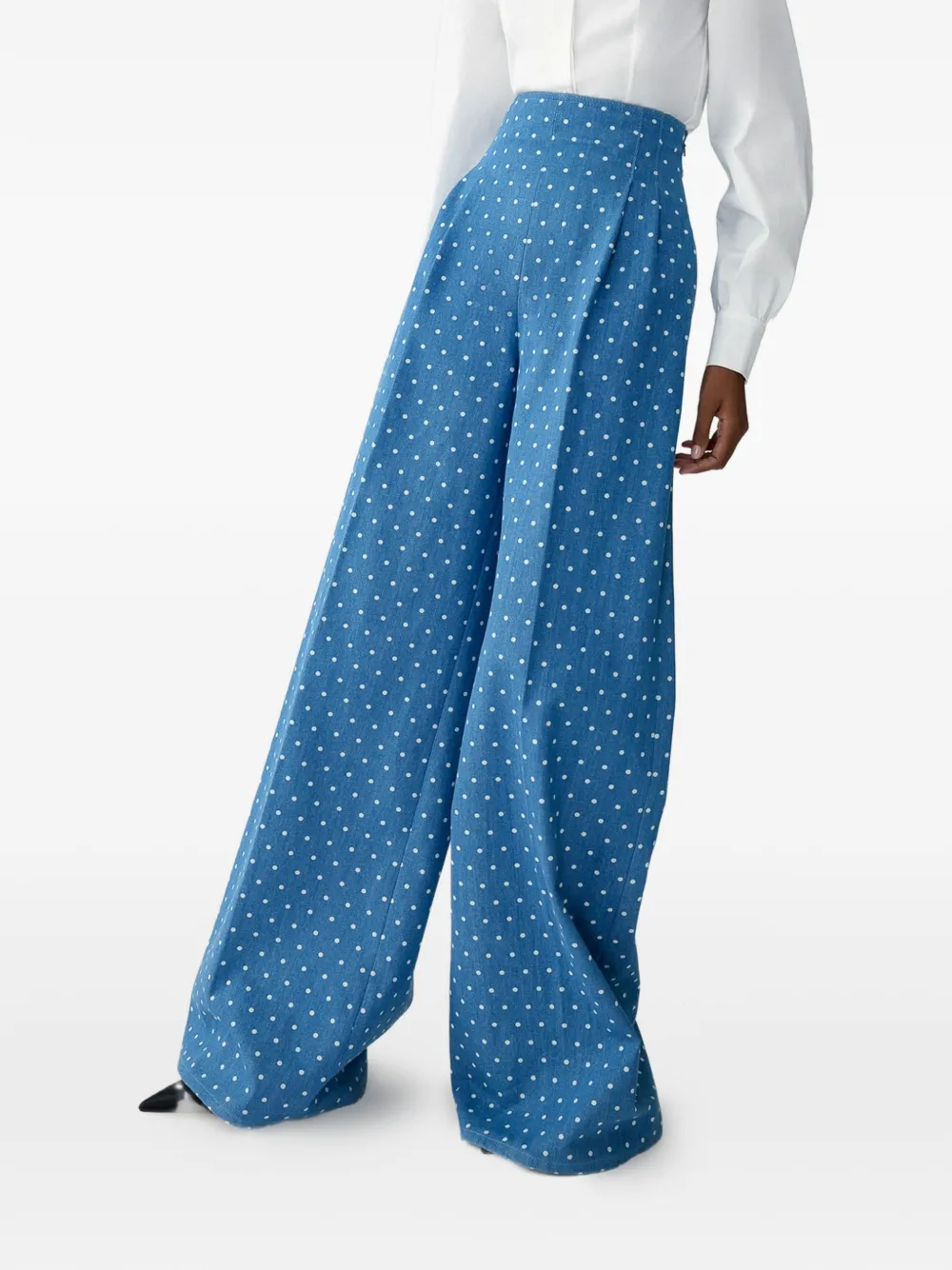 Carolina Herrera polka-dot denim wide-leg Marisol pants - Blu