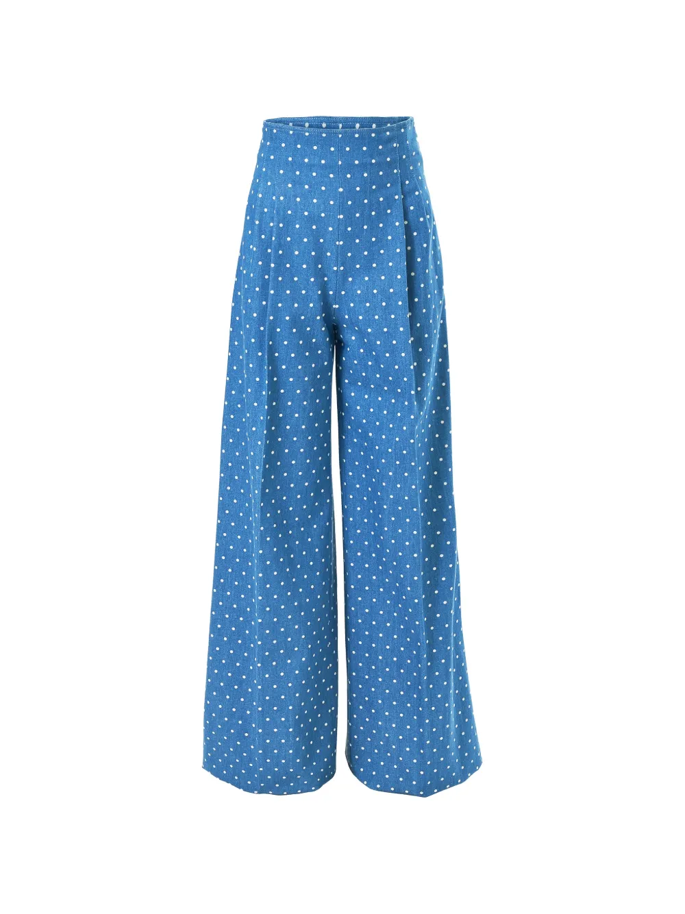 Carolina Herrera polka-dot denim wide-leg Marisol pants - Blu