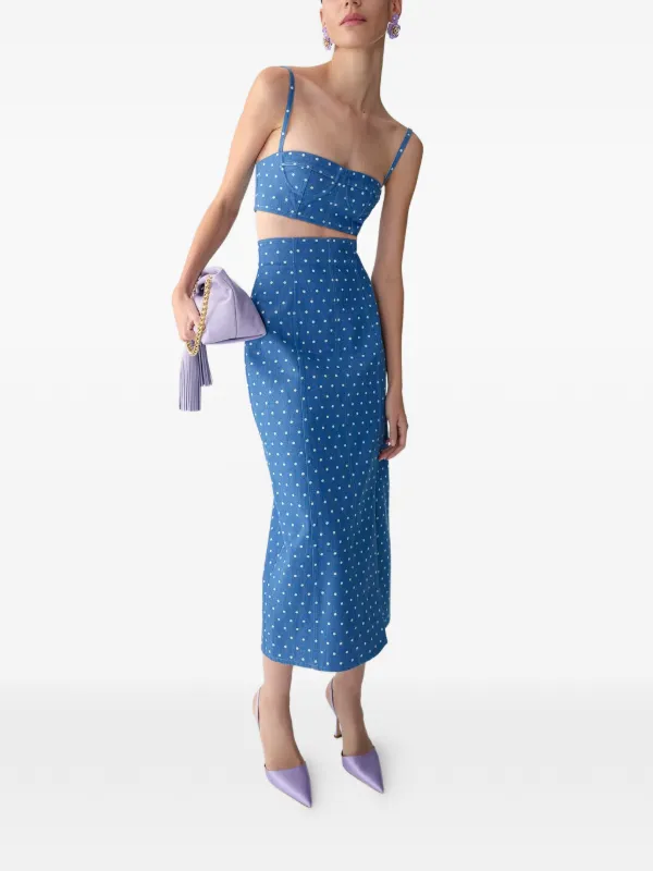 Carolina Herrera ポルカドット ハイウエスト デニムスカート | ブルー