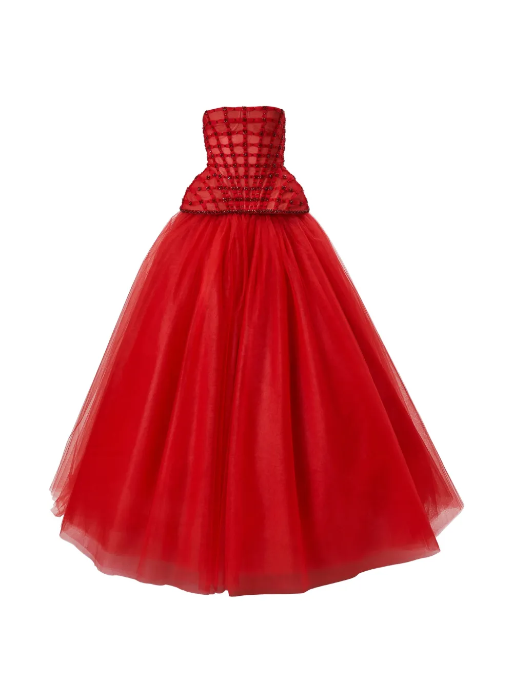 Carolina Herrera crystal-embroidered strapless gown - Rosso