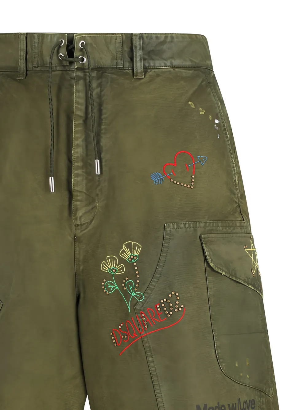 DSQUARED2 embroidered cargo shorts Groen