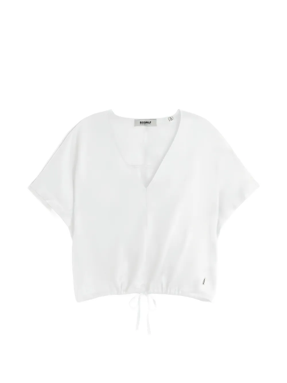 Ecoalf Dora drawstring-hem V-neck shirt - Bianco