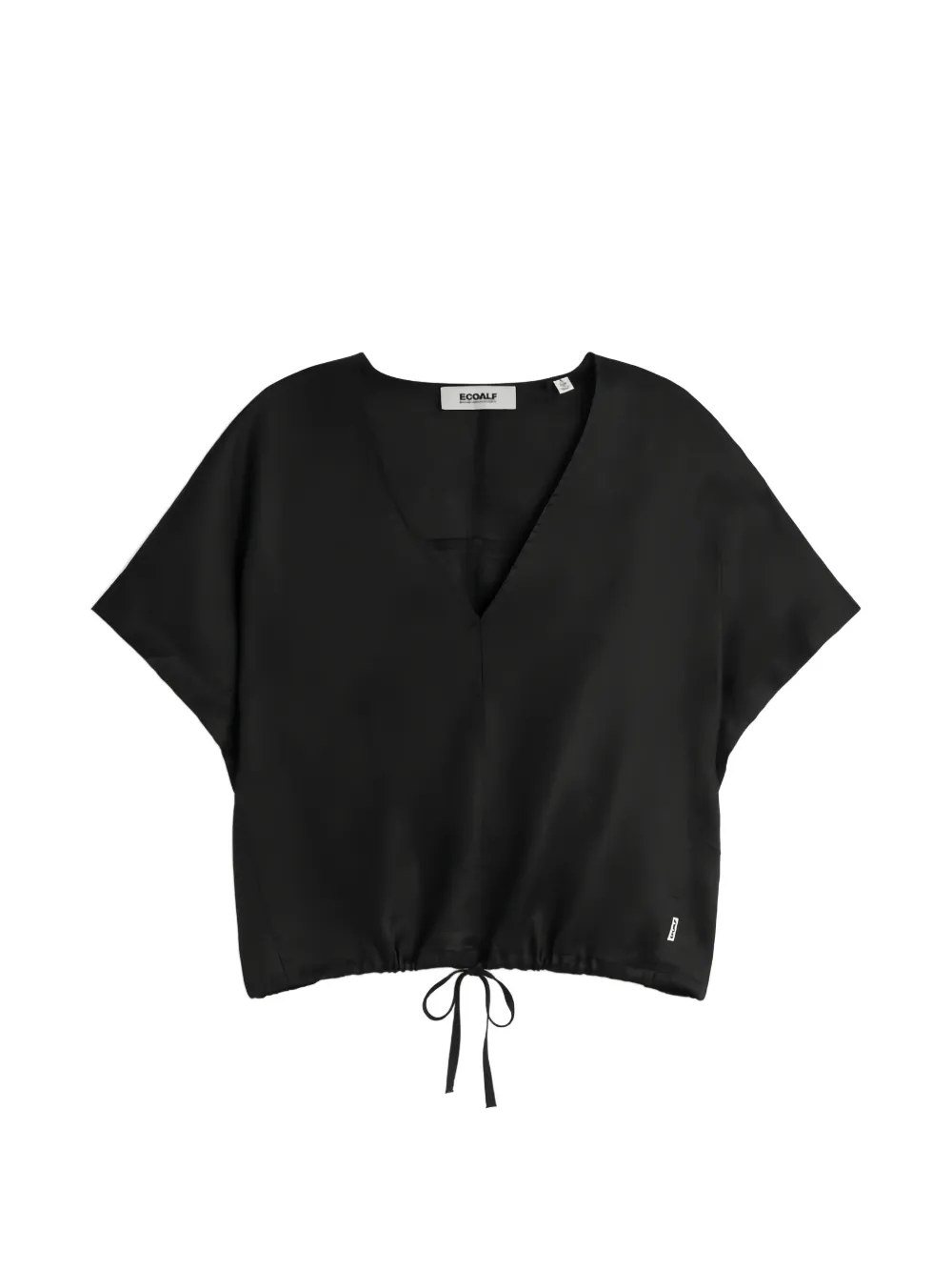 Ecoalf Dora V-neck drawstring-hem shirt - Nero