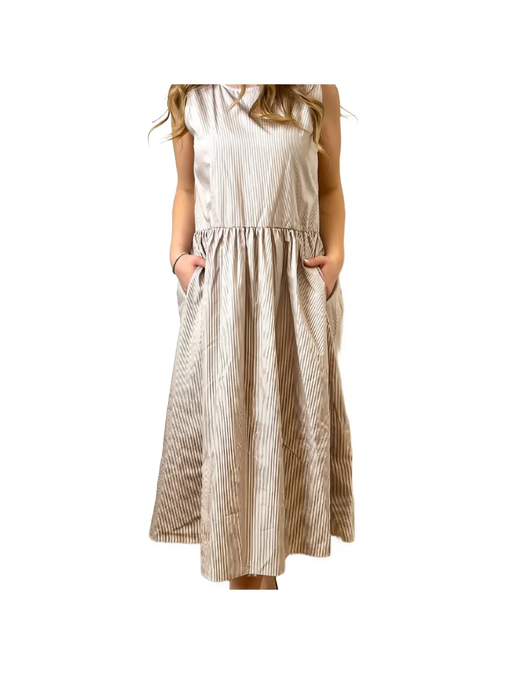 Marella striped sleeveless midi dress - Nude