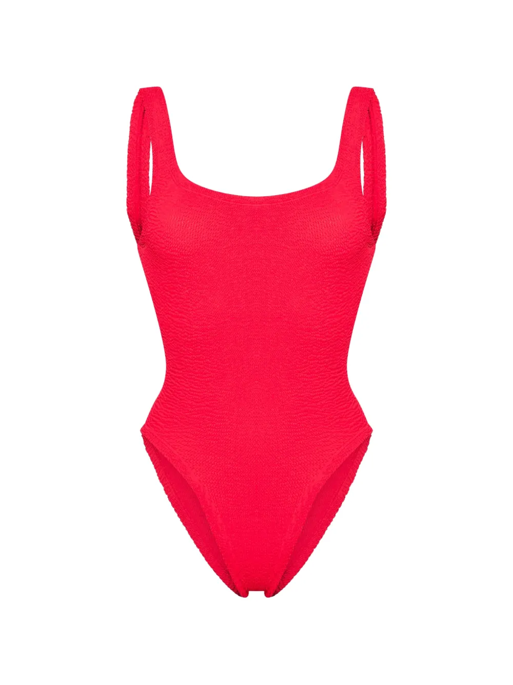 Hunza G square-neck crinkled swimsuit - Rosso