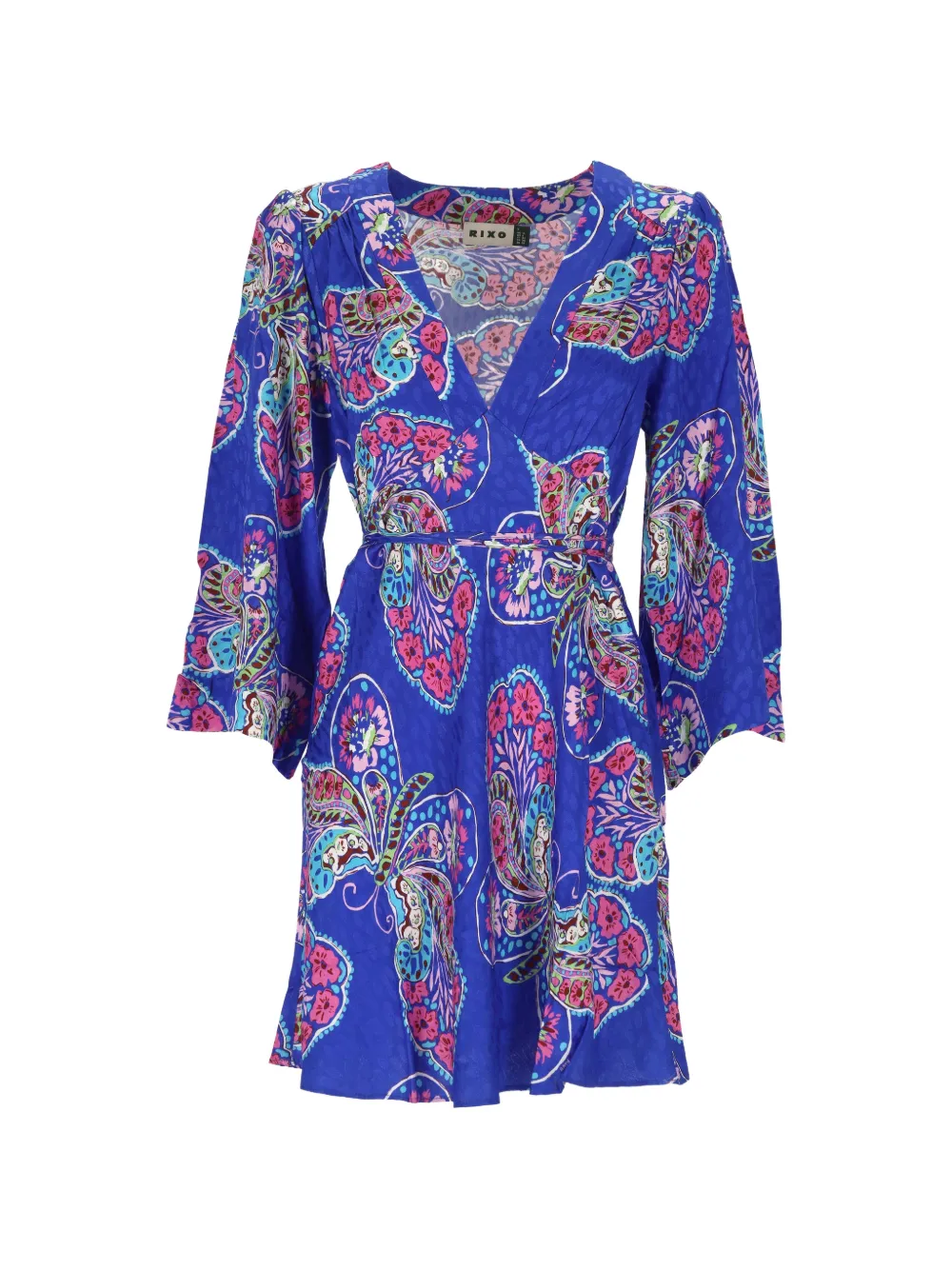 Rixo butterfly-print jacquard dress - Blue