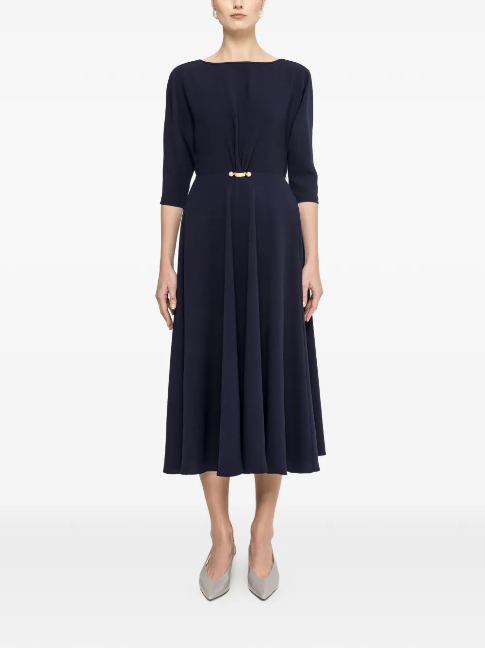 NISSA pearl detail midi dress - Blue