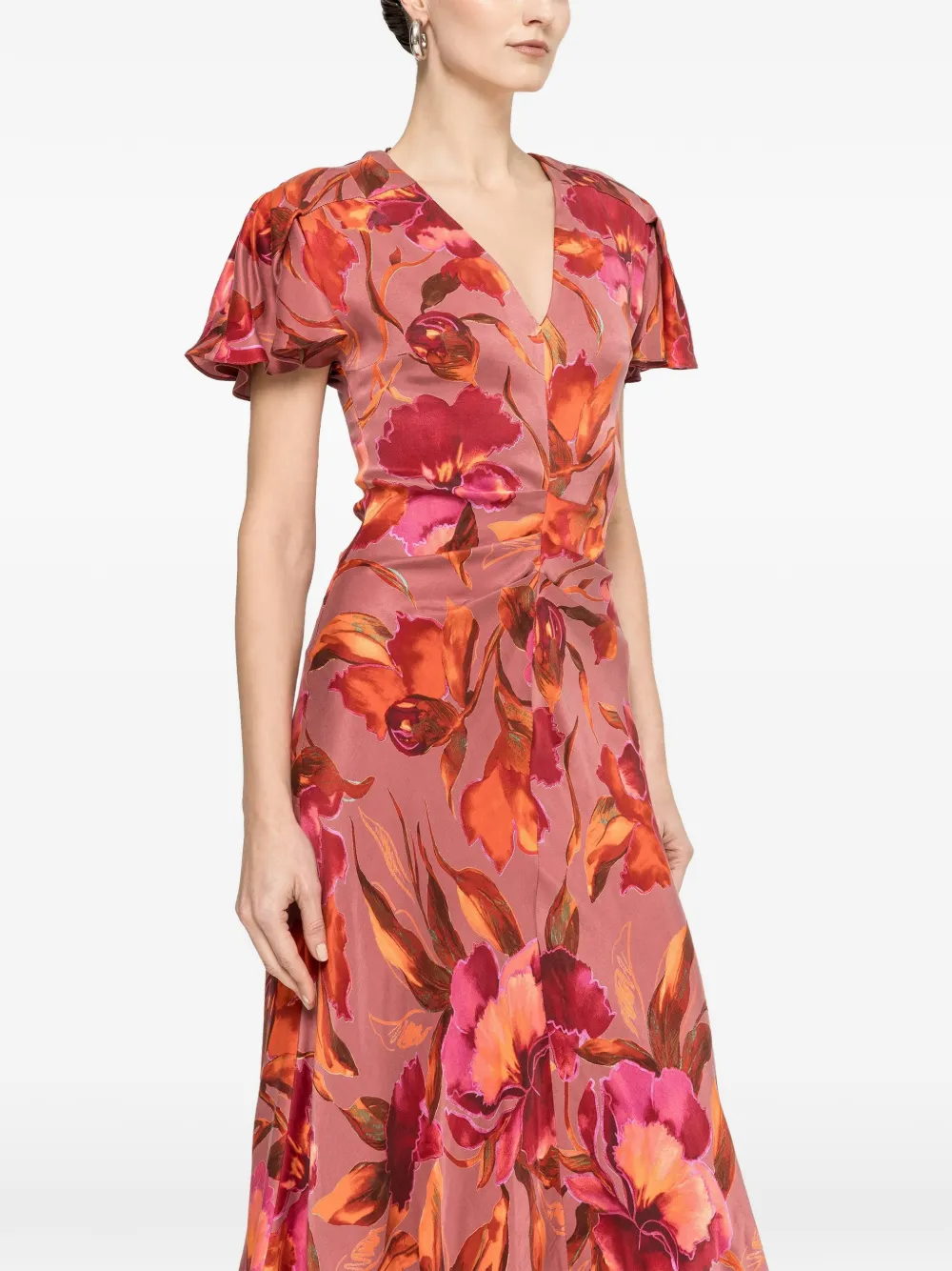 NISSA Cupro midi-jurk met print Roze