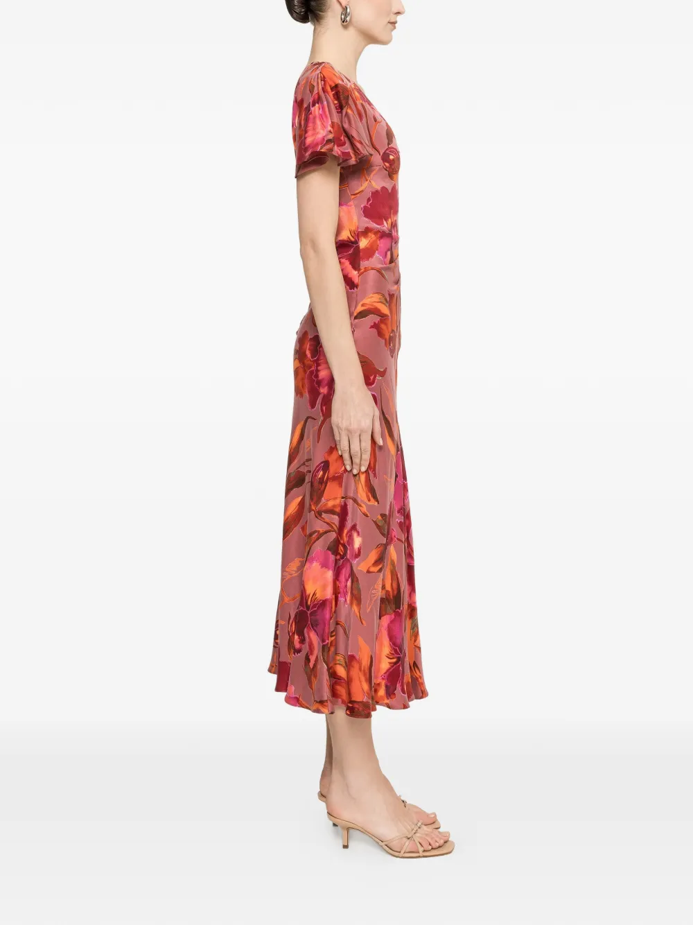 NISSA Cupro midi-jurk met print Roze