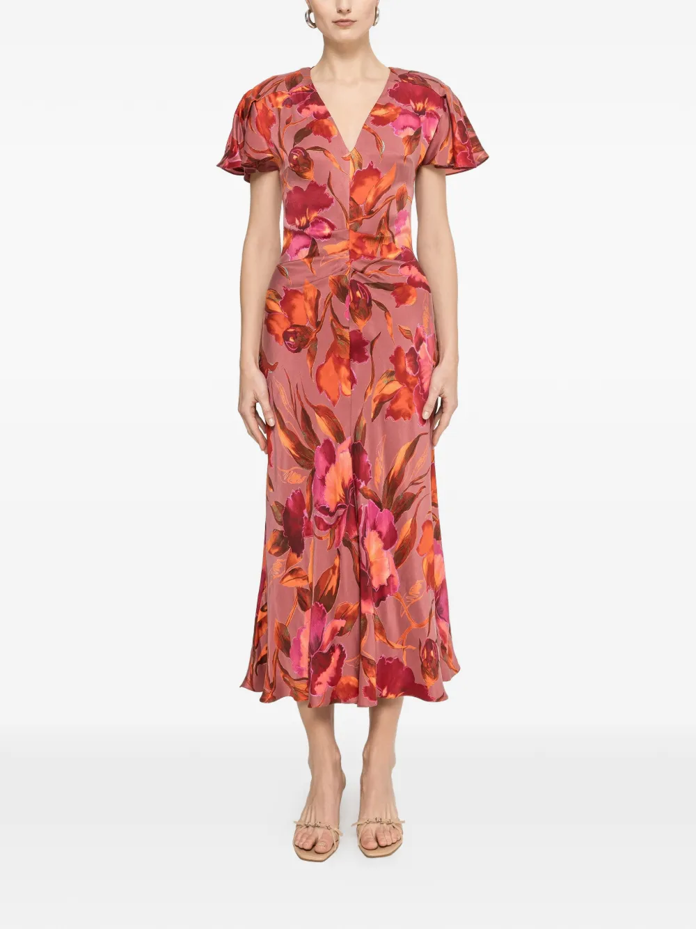 NISSA floral print midi dress - Pink