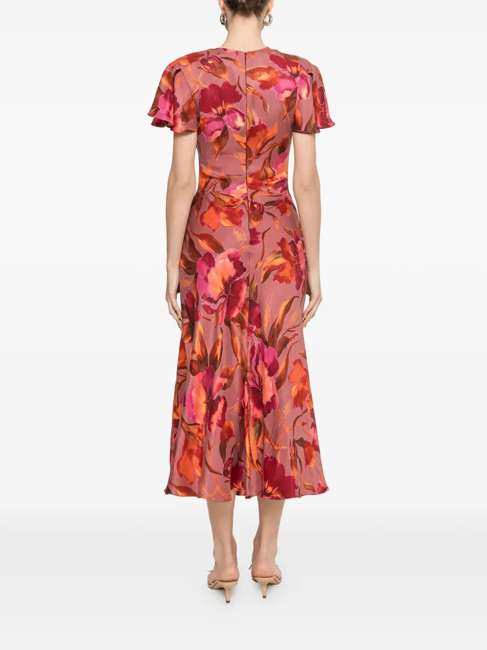 NISSA Cupro midi-jurk met print Roze