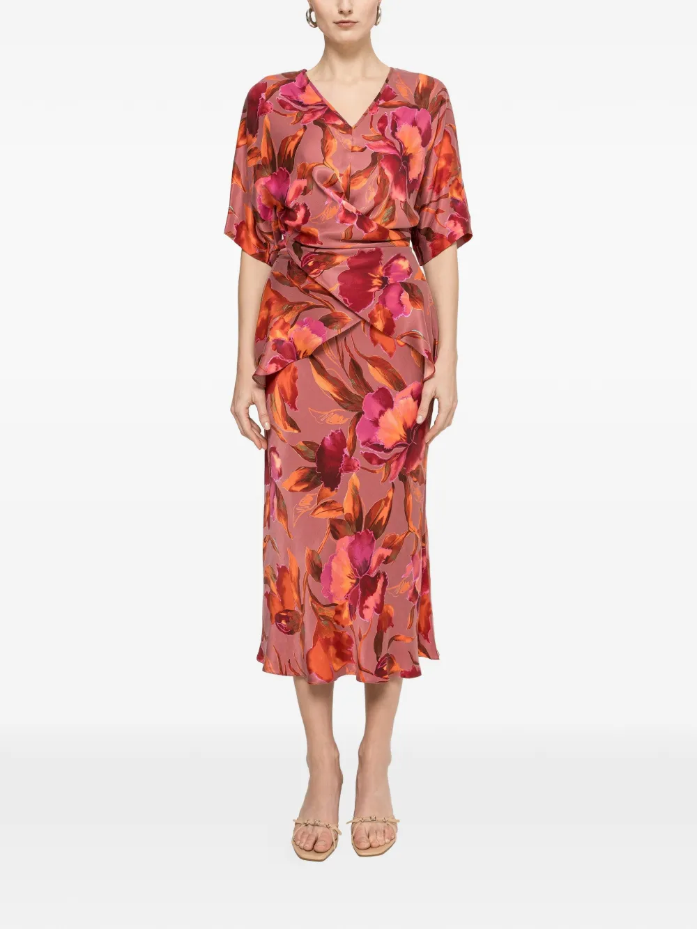 NISSA printed V-neck top - Rosa