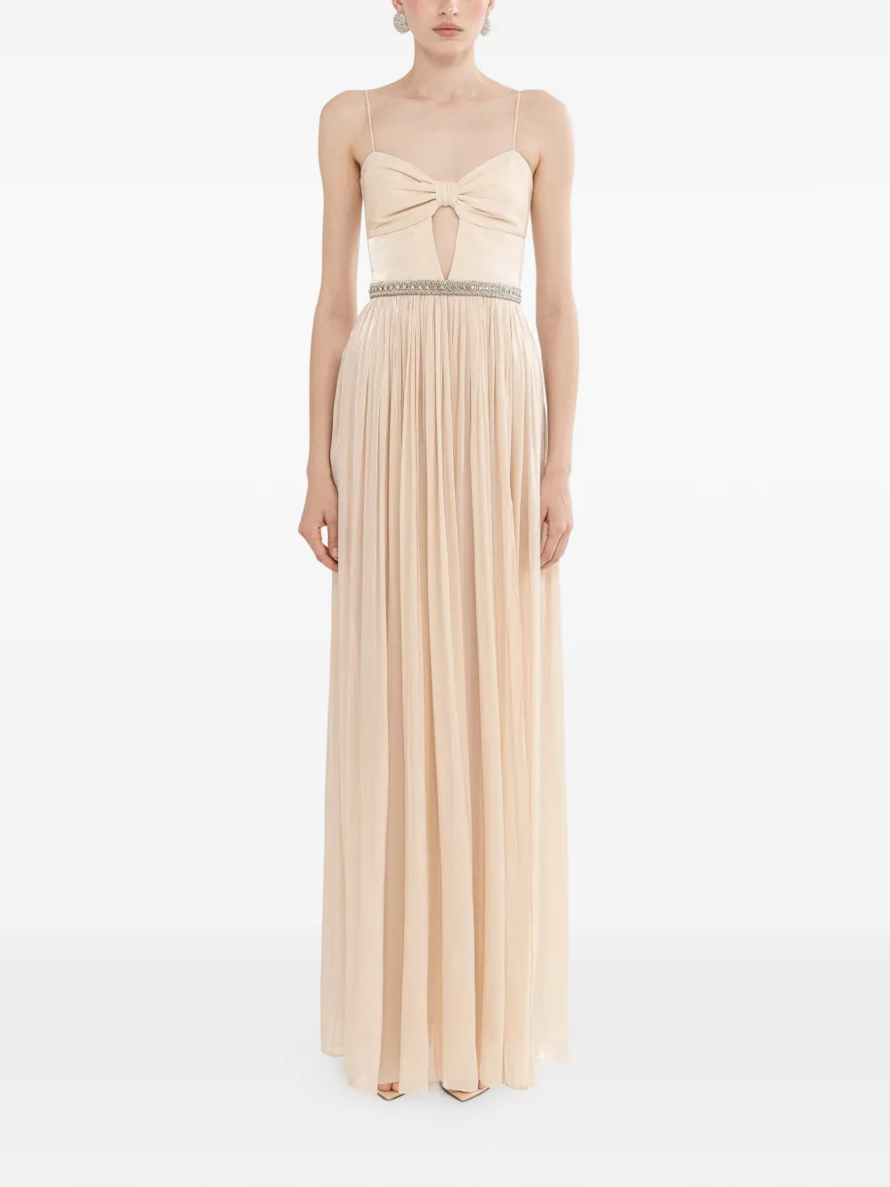 NISSA crystal-detail chiffon maxi dress - Toni neutri