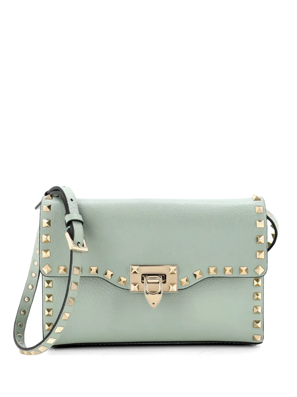 Valentino Garavani Pre-Owned Rockstud Flip Lock Flap Bag Leather Medium crossbody bag - Verde