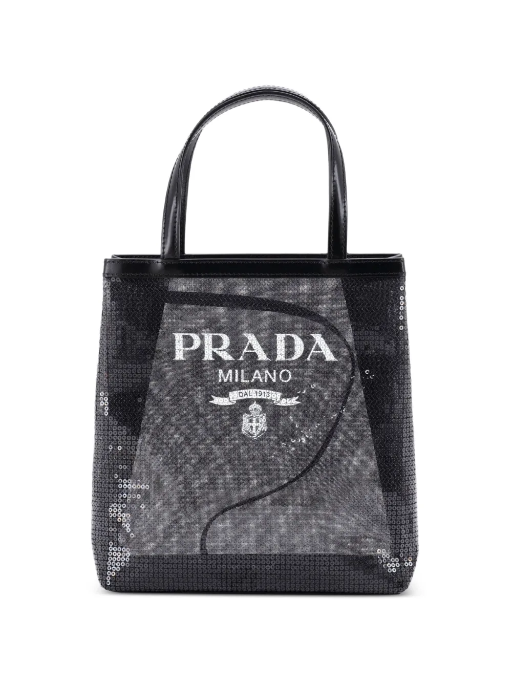 Prada Pre-Owned Logo Open Sequined Mesh Small tote bag - Nero