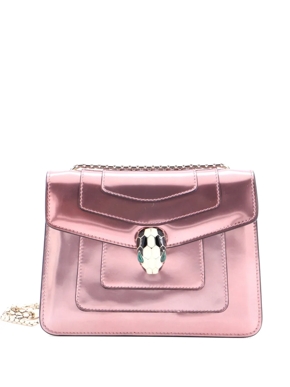 Bvlgari Pre-Owned Serpenti Forever Square Metallic Leather Small shoulder bag - Rosa