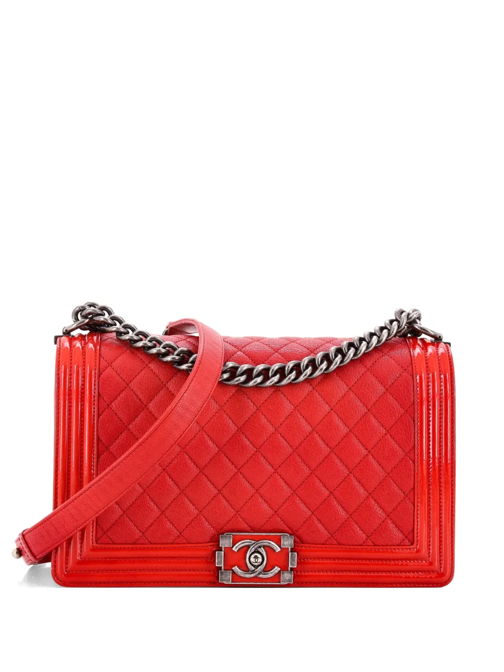 CHANEL Pre-Owned Boy Flap Bag Quilted Caviar New Medium crossbody bag - Rosso