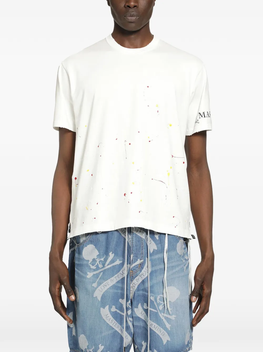 Mastermind World distressed crew-neck T-shirt - Bianco