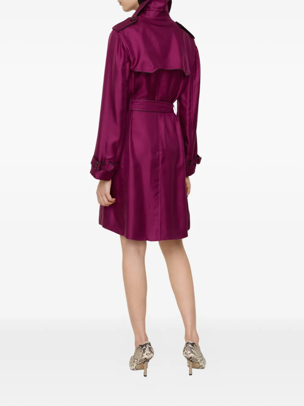 Burberry Lange Foxfield zijden trenchcoat Paars