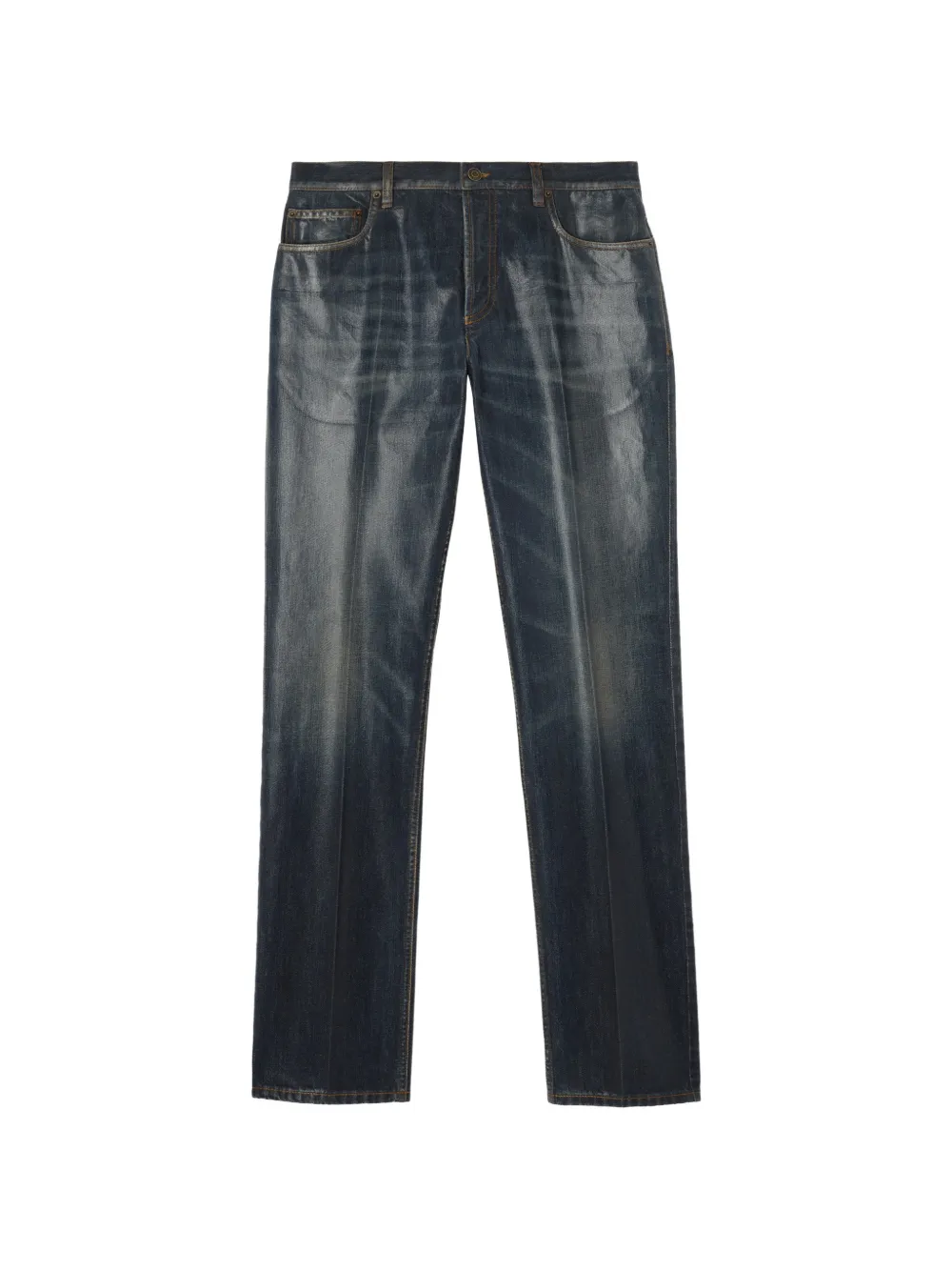 Burberry Jeans slim con finitura cerata - Blu