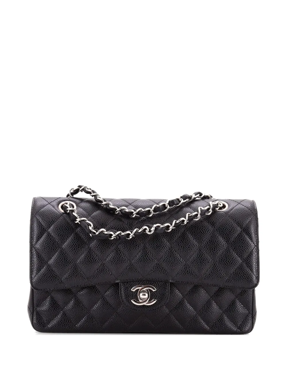 CHANEL Pre-Owned Classic Double Flap Bag Quilted Caviar Medium shoulder bag - Nero