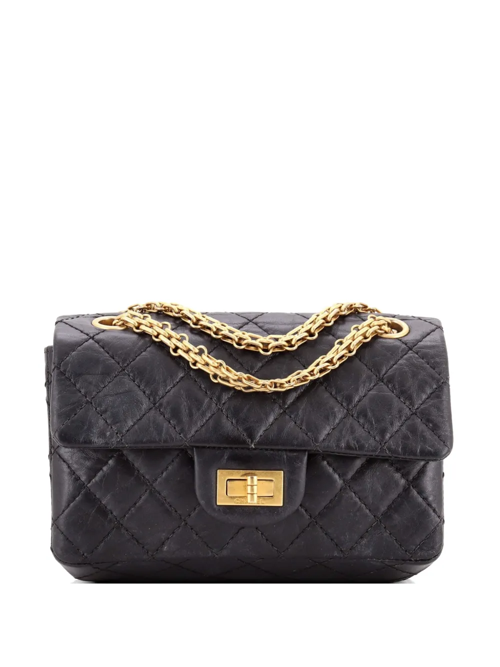 CHANEL Pre-Owned Reissue 2.55 Flap Bag Quilted Aged Calfskin Mini crossbody bag - Nero