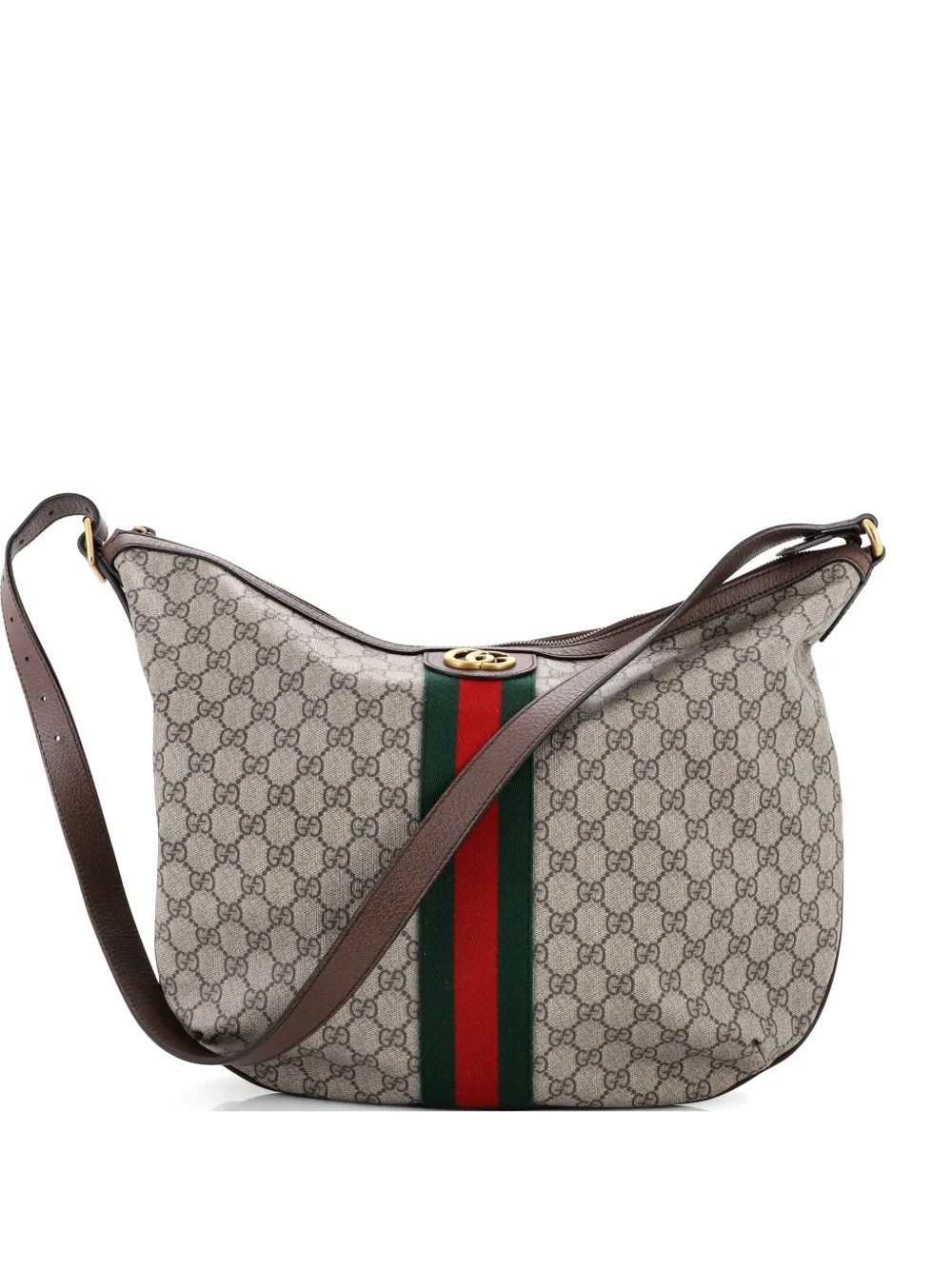 Gucci Pre-Owned Ophidia Half Moon GG Coated Canvas Large hobo bag - Marrone