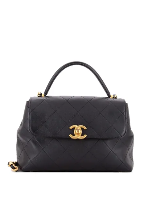 CHANEL Pre-Owned CC Top Handle Flap Bag Quilted Calfskin Large crossbody bag