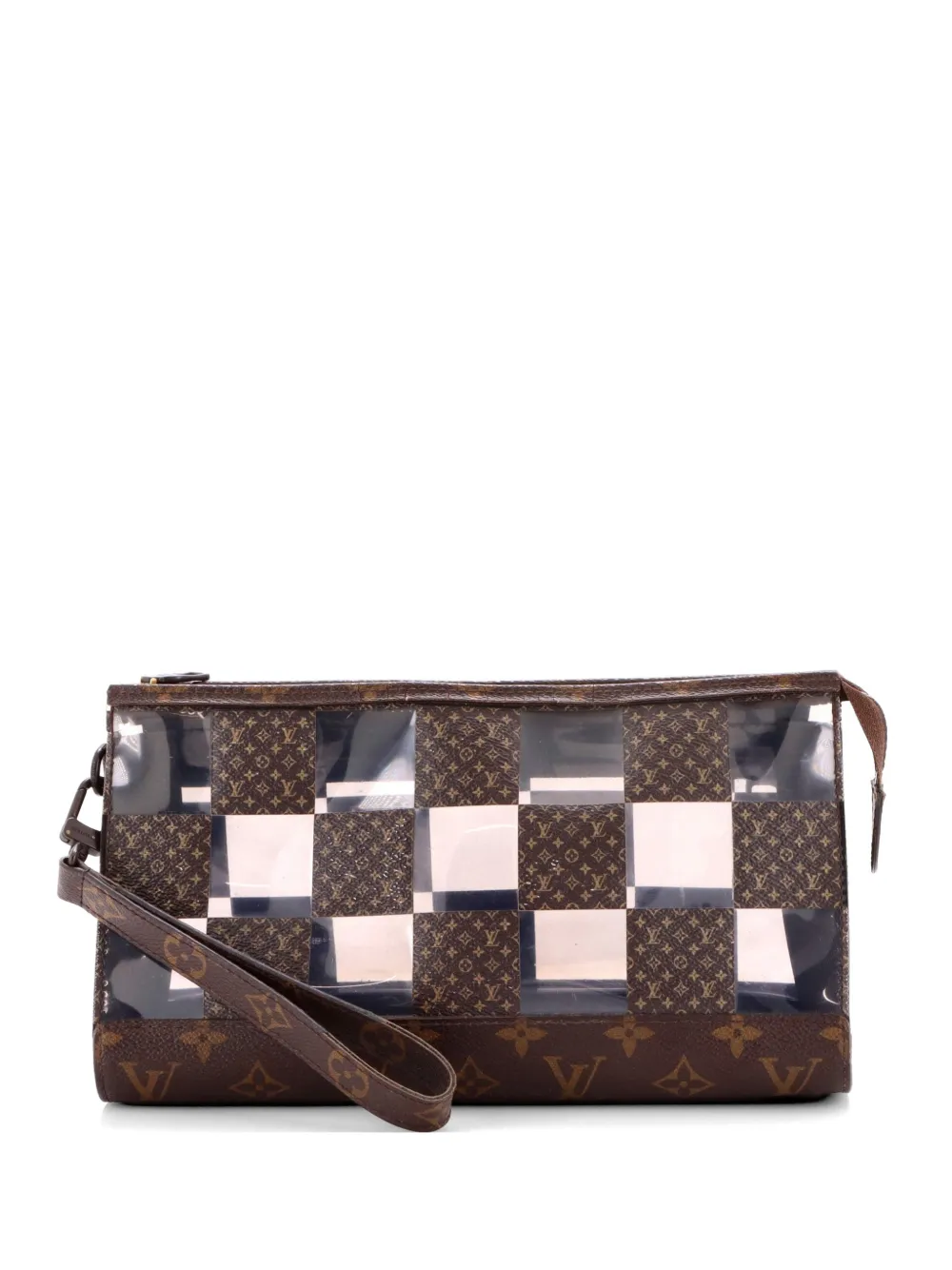 Louis Vuitton Pre-Owned Standing Pouch Monogram Chess Coated Canvas and PVC clutch bag - Brown