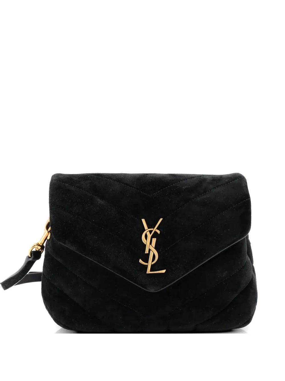 Saint Laurent Pre-Owned Loulou Shoulder Bag Matelasse Chevron Suede Toy crossbody bag - Schwarz