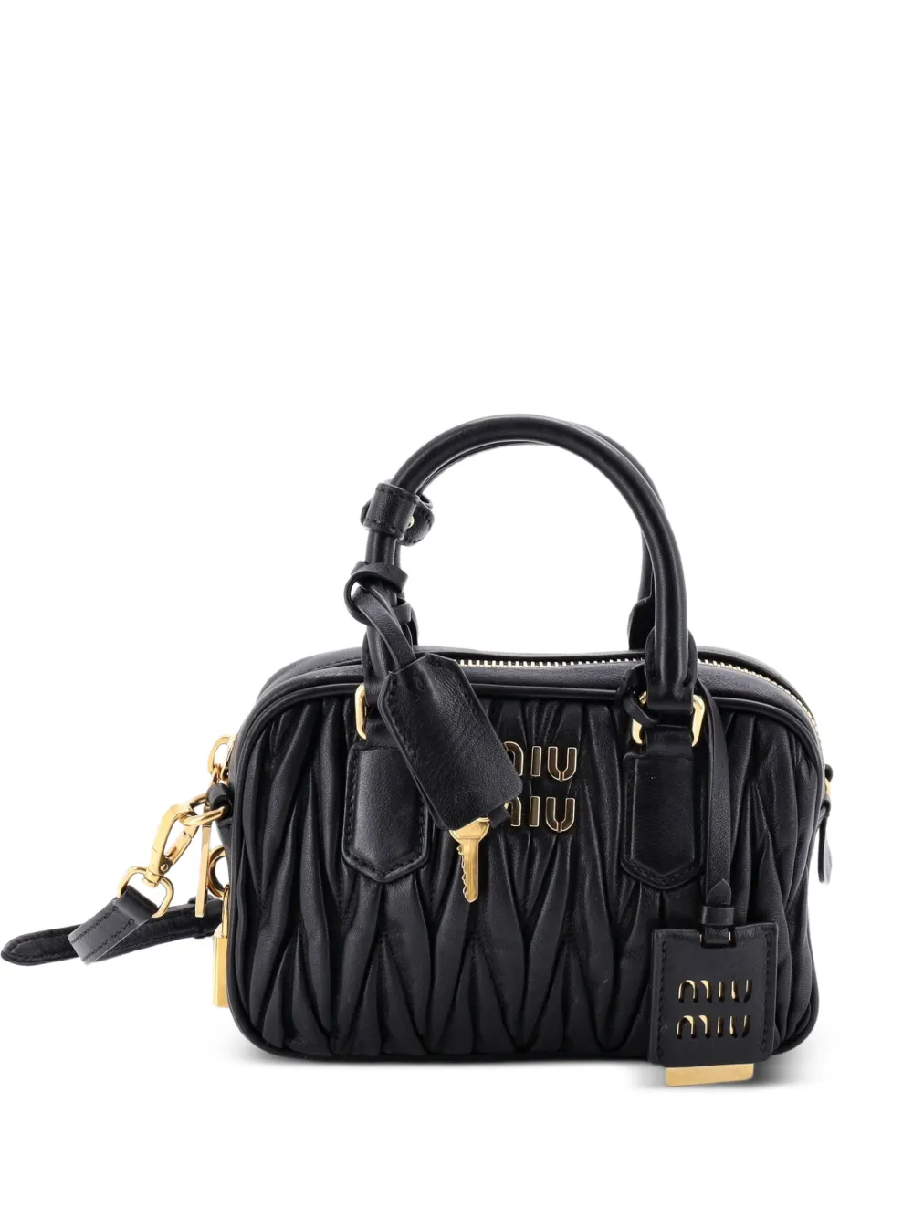 Miu Miu Pre-Owned Arcadie Top Handle Bag Matelasse Leather Small satchel - Nero