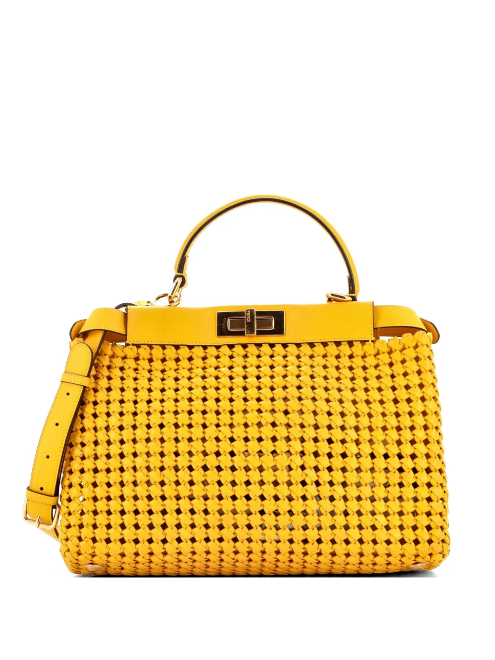 Fendi Pre-Owned Peekaboo Bag Braided Leather Regular satchel - Arancione