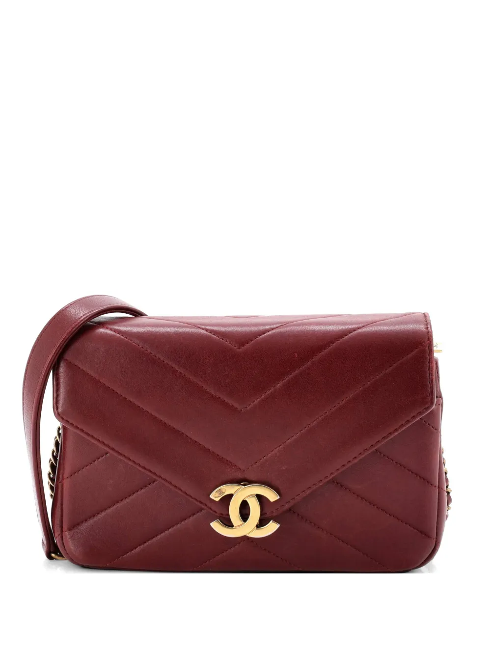 CHANEL Pre-Owned Coco Envelope Flap Bag Chevron Leather Medium shoulder bag - Rosso