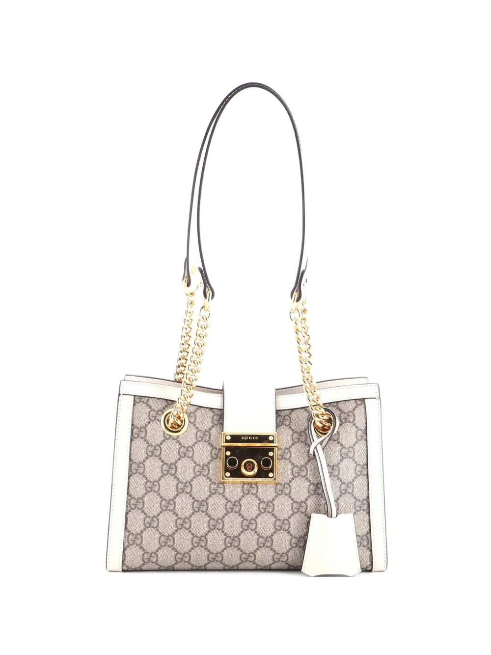 Gucci Pre-Owned Padlock Chain Tote GG Coated Canvas with Leather Small shoulder bag - Marrone