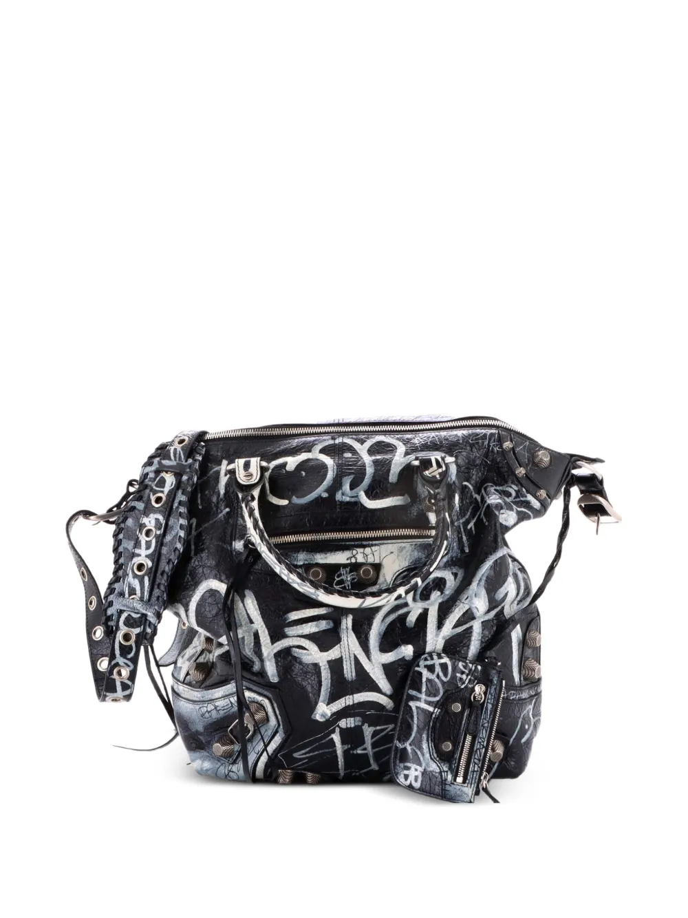 Balenciaga Pre-Owned Le Cagole Graffiti Men Leather Medium tote bag - Nero