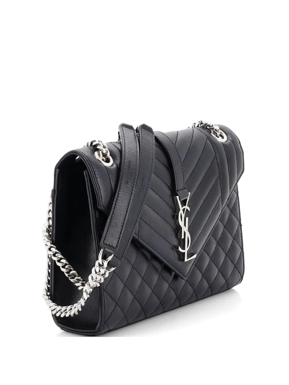 Saint Laurent Pre-Owned Classic Monogram Envelope Satchel Mixed Matelasse Leather Medium shoulder bag - Nero