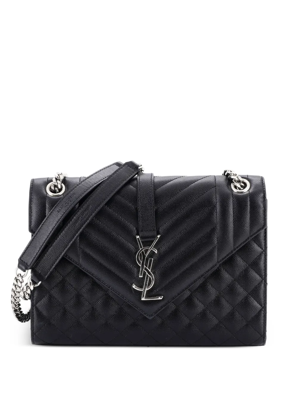 Saint Laurent Pre-Owned Classic Monogram Envelope Satchel Mixed Matelasse Leather Medium shoulder bag - Nero