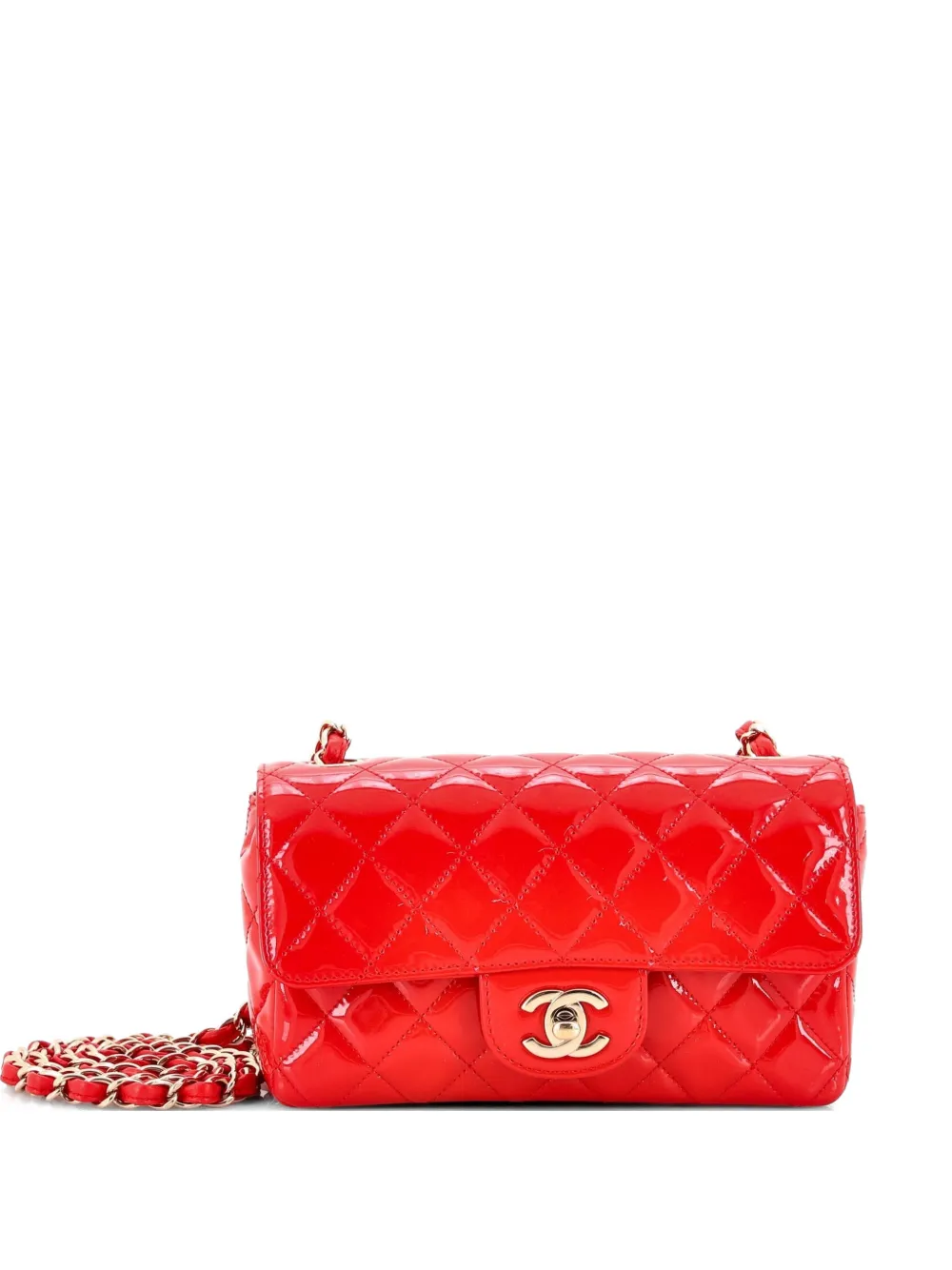 CHANEL Pre-Owned Classic Single Flap Bag Quilted Patent Mini crossbody bag - Rosso